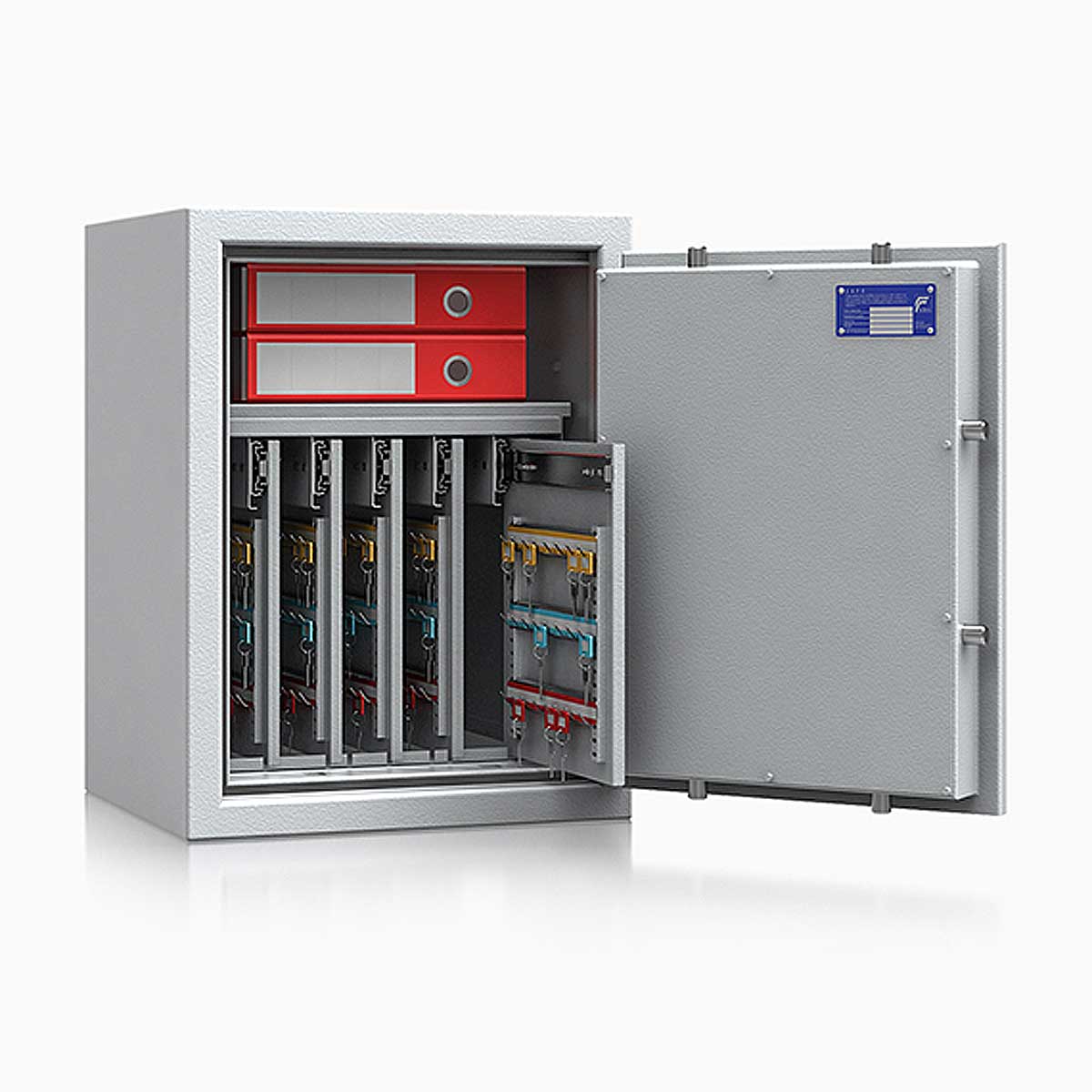 Schlüsseltresor safe4key I - Größe 4 / 650x500x420 / 280 Haken / 1 Fachboden / 102kg / 157007 DIN R / Klasse 1  EN 1143-1, ECB•S / RAL7035