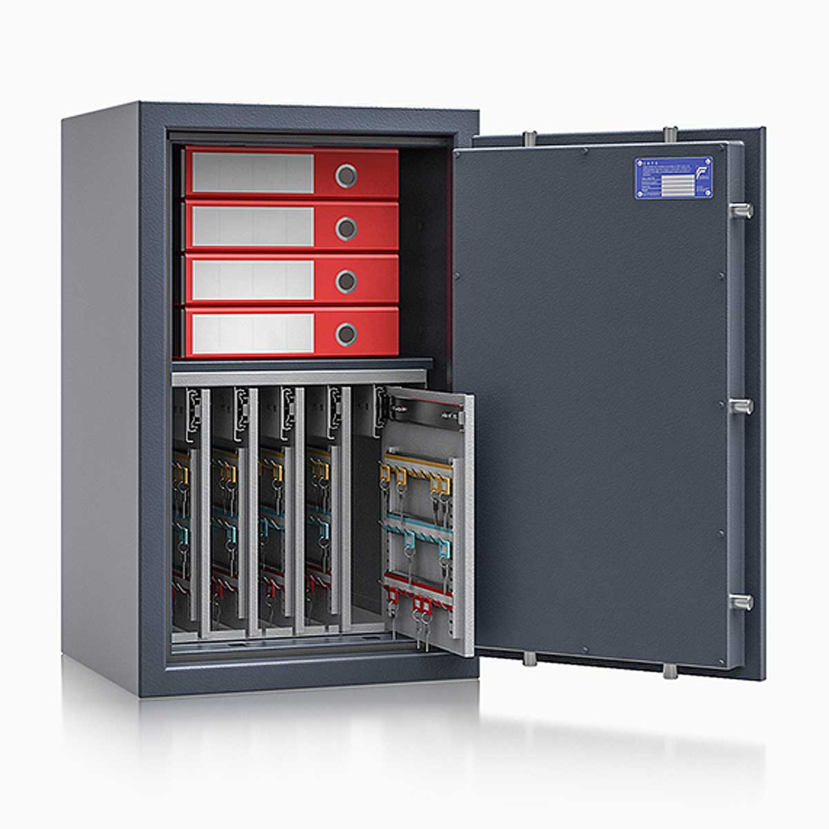 Schlüsseltresor safe4key I - Größe 5 / 800x500x420 / 280 Haken / 1 Fachboden / 117kg / 157009 DIN R / Klasse 1  EN 1143-1, ECB•S / RAL7024