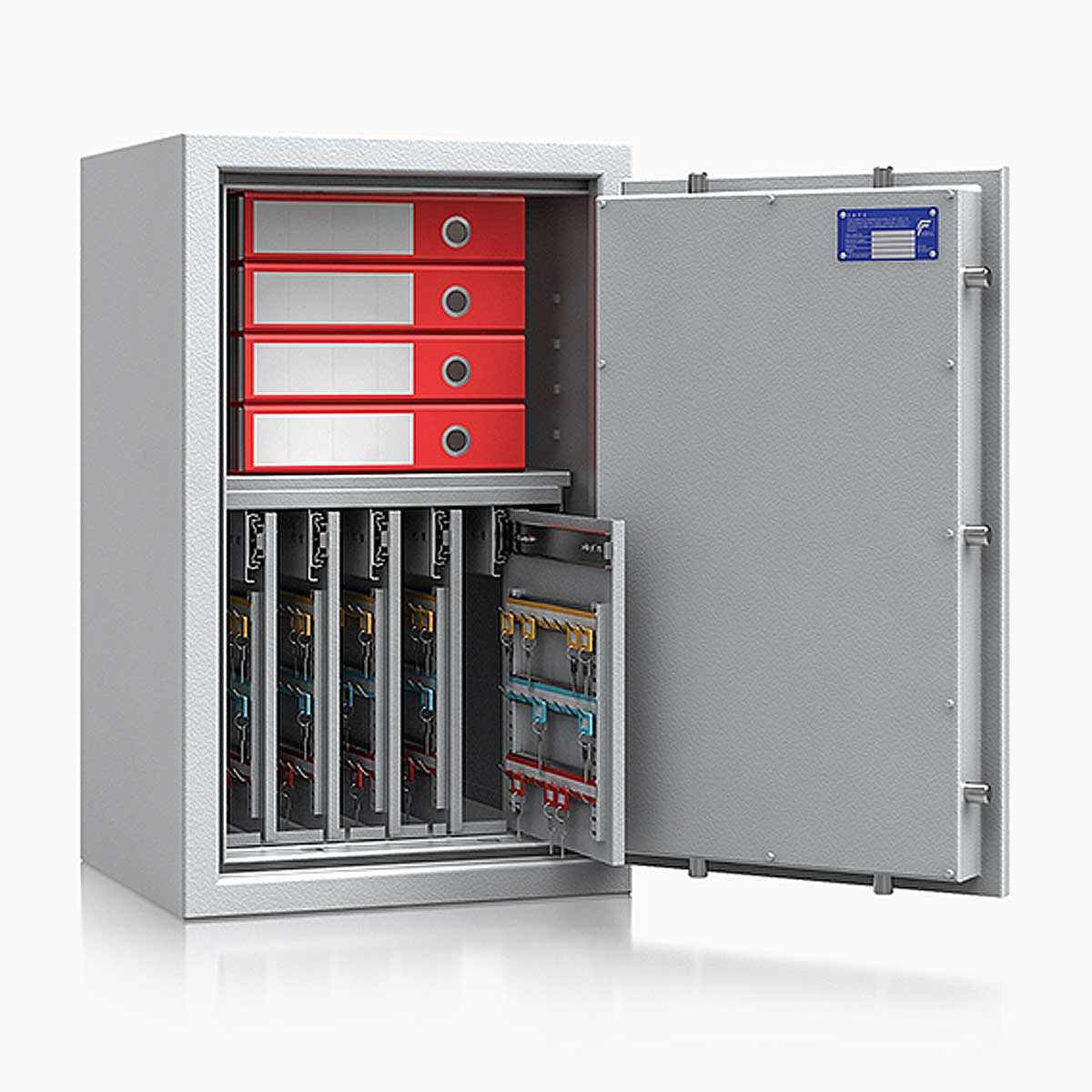 Schlüsseltresor safe4key I - Größe 5 / 800x500x420 / 280 Haken / 1 Fachboden / 117kg / 157009 DIN R / Klasse 1  EN 1143-1, ECB•S / RAL7035
