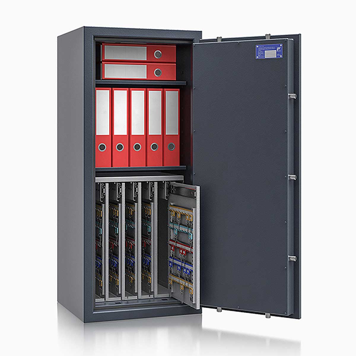 Schlüsseltresor safe4key I - Größe 7 / 1150x500x420 / 440 Haken / 2 Fachböden / 157kg / 157017 DIN R / Klasse 1  EN 1143-1, ECB•S / RAL7024