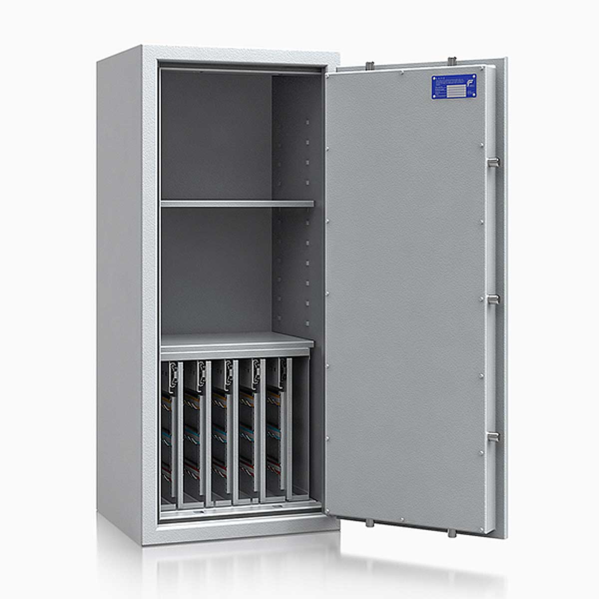 Schlüsseltresor safe4key I - Größe 7 / 1150x500x420 / 280 Haken / 2 Fachböden / 152kg / 157018  / Klasse 1  EN 1143-1, ECB•S / RAL7035 / Elektronik STELLAR  Basic 