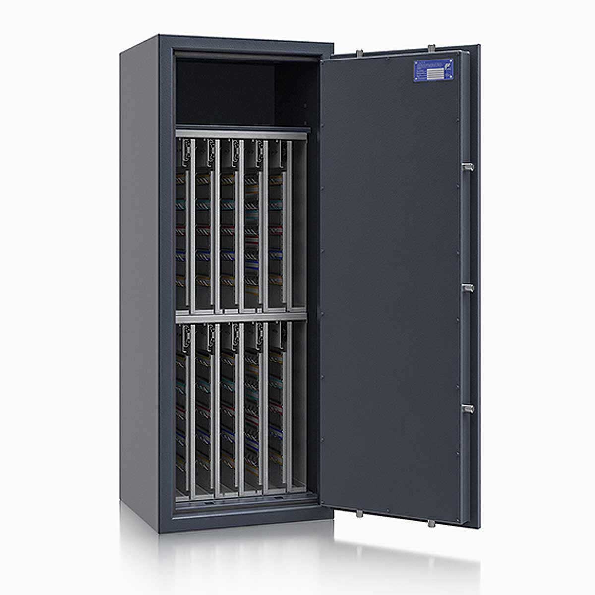 Schlüsseltresor safe4key I - Größe 8 / 1300x500x420 / 880 Haken / 1 Fachboden / 194kg / 157021  / Klasse 1  EN 1143-1, ECB•S / RAL7024 / Elektronik STELLAR  Basic 