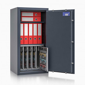 Schlüsseltresor safe4key I - Größe 6 / 1000x500x420 / 280 Haken / 2 Fachböden / 137kg / 157014  / Klasse 1  EN 1143-1, ECB•S / RAL7024 / Elektronik STELLAR  Basic 