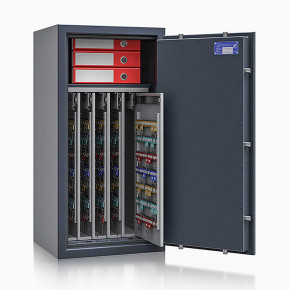 Schlüsseltresor safe4key I - Größe 6 / 1000x500x420 / 600 Haken / 1 Fachboden / 150kg / 157015  / Klasse 1  EN 1143-1, ECB•S / RAL7024 / Elektronik STELLAR  Basic 