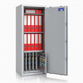 Schlüsseltresor safe4key I - Größe 8 / 1300x500x420 / 280 Haken / 3 Fachböden / 167kg / 157023  / Klasse 1  EN 1143-1, ECB•S / RAL7035 / Elektronik STELLAR  Basic 