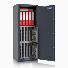 Schlüsseltresor safe4key I - Größe 8 / 1300x500x420 / 560 Haken / 1 Fachboden / 184kg / 157024  / Klasse 1  EN 1143-1, ECB•S / RAL7024 / Elektronik STELLAR  Basic 